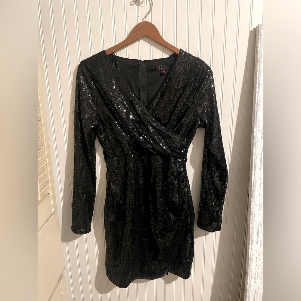 Sequined Wrap Mini Dress